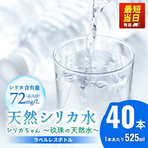 【最短当日発送】【数量限定】天然水 シリカ 525ml × 40本 <シリカちゃん〜玖珠の天然水〜> 水 水 500ml 500ml 天然水 天然水 ラベルレス 天然シリカ水 水 ミネラルウォーター 国産 保存可能 水 防災 備蓄 シリカ水 シリカ水 SDGs