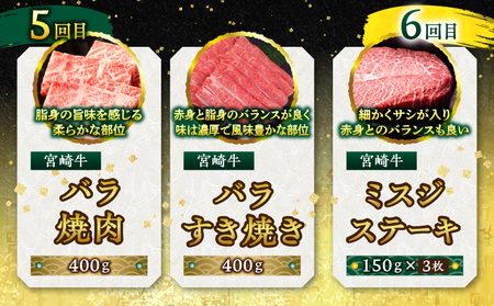 宮崎牛を食べつくす!ぎゅぎゅっとバラエティ定期便(総重量3.85kg) 牛肉 焼肉 しゃぶしゃぶ ステーキ