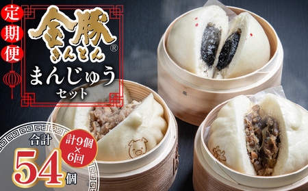 【定期便 偶数月 全6回】金豚まんじゅうセット（宮崎牛すき焼きまん3個・自慢の豚まん3個・黒ゴマあんまん3個） 中華 肉まん 豚まん