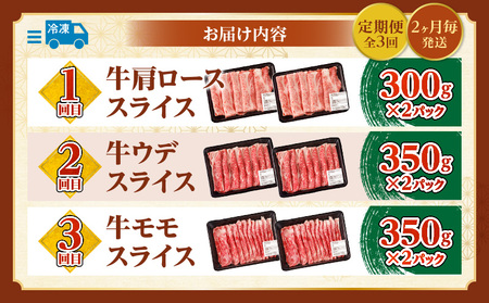 宮崎牛すきしゃぶ3回定期便 肩ロース モモ ウデ