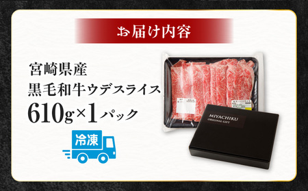 宮崎県産黒毛和牛肩（ウデ）スライス610g 黒毛和牛 ウデスライス