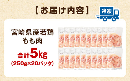 宮崎県産若鶏 もも肉 5kg（250g×20パック） 唐揚げ チキン南蛮 小分け
