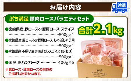 ぷち満足ロースバラエティセット2.1kg 豚肉 ロース 豚肩ロース スライス ハンバーグ しゃぶしゃぶ 小分け 生姜焼き
