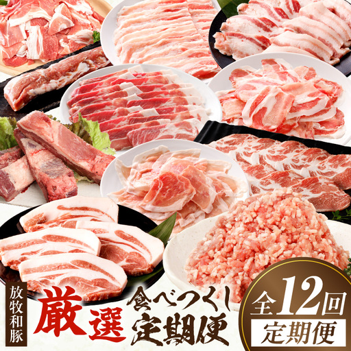 【全12回】《放牧和豚》厳選食べつくし定期便 豚 豚肉 ロース トンテキ スライス 肩ロース ロース スライス 焼肉 焼き肉 バラスライス バラ肉 しゃぶしゃぶ モモ肉 薄霧 すき焼き ミンチ 挽肉 挽き肉 ひき肉 こま 豚こま スペアリブ ヒレ 豚ヒレ