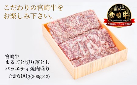 宮崎牛 まるごと切り落としバラエティ焼肉600g(300g×2) 