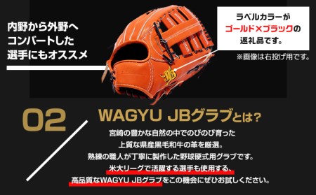 宮崎県産牛革使用 WAGYU JB 硬式用 グラブ 外野手用 JB-008(オレンジ/左投げ用)