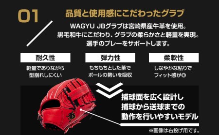 宮崎県産牛革使用 WAGYU JB 硬式用 グラブ 外野手用 JB-008(パワーオレンジ/左投げ用)