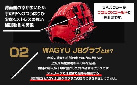 宮崎県産牛革使用 WAGYU JB 硬式用 グラブ 内野手用 JB-004(パワーオレンジ/右投げ用)