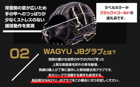 宮崎県産牛革使用 WAGYU JB 硬式用 グラブ 内野手用 JB-004(ブラック/右投げ用)