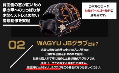 宮崎県産牛革使用 WAGYU JB 硬式用 グラブ 内野手用 JB-004S(ブラック/右投げ用)
