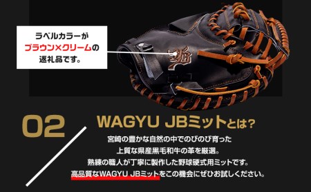 宮崎県産牛革使用 WAGYU JB ミット 硬式用 捕手用 JB-002F(ブラック/右投げ用)