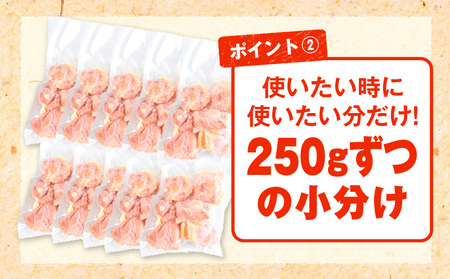 宮崎県産若鶏 モモ切り身 小分けパック 合計2.5kg（250g×10パック) 鶏肉 モモ 切り身