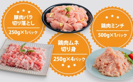 宮崎県産豚肉・宮崎県産若鶏 バラエティーセット(計4kg)