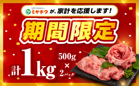 【期間限定】宮崎牛モモスライス500g×2 合計1kg 宮崎牛 モモ 牛肉