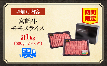 【期間限定】宮崎牛モモスライス500g×2 合計1kg 宮崎牛 モモ 牛肉