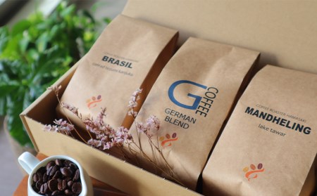 定期便 焼き立て 自家焙煎 珈琲豆 おまかせ 3種類セット 6ヶ月コース