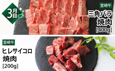 定期便 宮崎牛焼肉食べ比べ(3ヶ月コース)