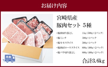 宮崎県産豚肉5種 3.6kgセット