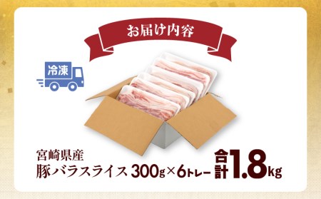宮崎県産豚バラスライス(300g×6) 計1.8kg　肉 豚 豚肉 豚バラ肉