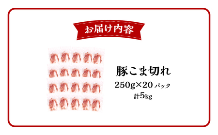 宮崎県産 豚こま切れ (250g×20パック) 合計5kg