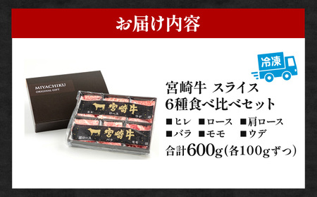 宮崎牛スライス6種食べ比べセット(計600g)　牛肉 宮崎牛