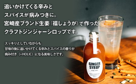 宮崎産ブランド生姜のみを使用 『HOLIC MAKERS』 クラフトジンジャーシロップ 300ml×2本