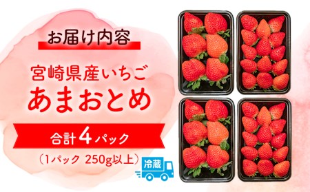 数量限定 期間限定 いちご 「あまおとめ」 4パック (1パック250g以上