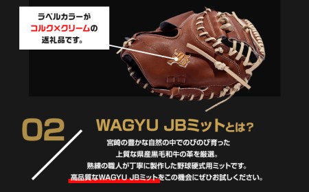 宮崎県産牛革使用 WAGYU JB 硬式用 ミット 捕手用 JB-002N(ブラウン/右投げ用)
