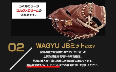 宮崎県産牛革使用 WAGYU JB 硬式用 ミット 捕手用 JB-002S(ブラウン/右投げ用)