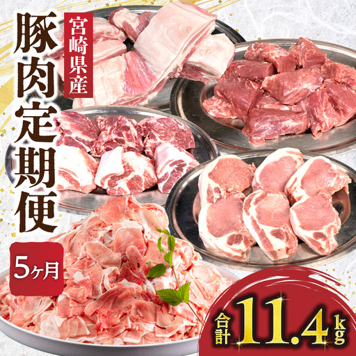 【全5回】豚肉定期便 バラ ロース 切り落とし ヒレ 肩ロース 11,100円