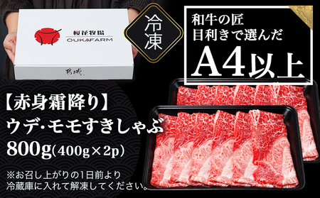 年内お届け】宮崎県産黒毛和牛（A4以上）【赤身霜降り】すきしゃぶ800g