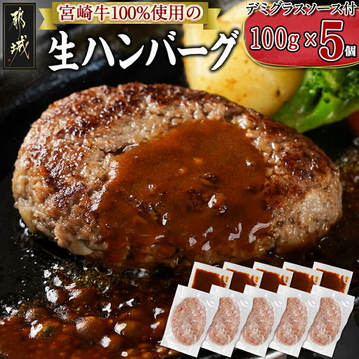 宮崎牛100％使用の生ハンバーグ≪100g×5個≫_AO-7702_(都城市) 都城産 宮崎牛 生ハンバーグ デミグラスソース 焼肉のさこまオリジナル 手作り生ハンバーグ 子供 ご年配の方まで♪