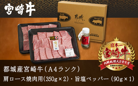 宮崎牛肩ロース焼肉用_MA-2412_(都城市) 牛肉 田中精肉店 ペッパー付き こしょう 胡椒 コショウ 焼き肉 鉄板焼き バーベキュー BBQ