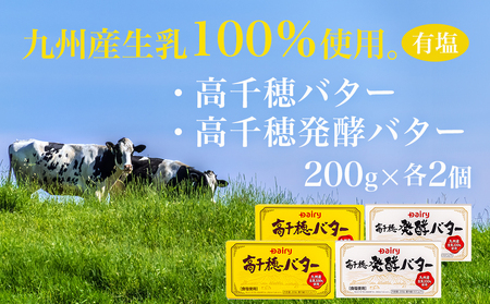 高千穂バター&発酵バター各2個セット_12-2302_(都城市) 高千穂バター 高千穂発酵バター有塩タイプ メタルチャーン製法 南日本酪農