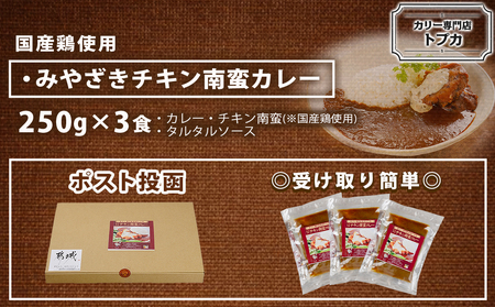 トプカ☆みやざきチキン南蛮カレー3食セット※ポスト投函_LD-J907_(都城市) カレー専門店 手づくり チキン南蛮 レトルト ポスト投函
