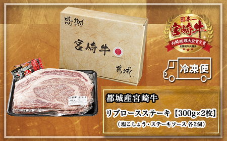 宮崎牛リブロースステーキ300g×2枚_17-2502_(都城市) 都城産 宮崎牛 牛肉 リブロース ステーキ 霜降り 塩こしょう ステーキソース付 300g×2枚 600g