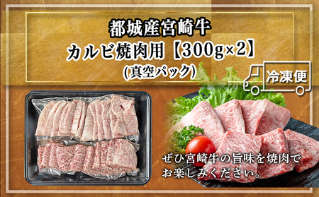 宮崎牛カルビ焼肉用600g_16-2501_(都城市) 都城産宮崎牛 カルビ肉 食べきりサイズ 真空パック 霜降り 焼肉 脂の甘さ 牛肉の旨味