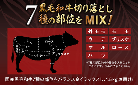 【福袋★2025】【黒毛和牛】切り落とし1.5kg(250g×6パック)_MJ-I903-F2025_(都城市) 牛肉 国産黒毛和牛 外モモ ウデ マル バラ モモ ブリスケ 切り落とし 250g×6パック 小分けパック