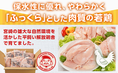 宮崎県産若鶏 むね肉(6kg)_11-G302_(都城市) 若鶏 鶏肉 真空 むね肉 平飼い ハーブ やわらかく ふっくら ジューシー 宮崎県産 ストック