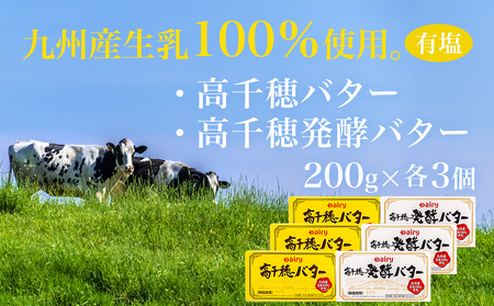 高千穂バター&発酵バター各3個セット_16-2302_(都城市) 高千穂バター 高千穂発酵バター有塩タイプ メタルチャーン製法 南日本酪農