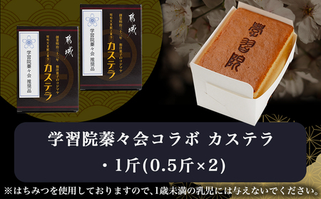 学習院蓁々会コラボ☆カステラセット(1斤分)_AA-7610_(都城市) 都城産鶏卵使用 0.5斤×2 スイーツ デザート 厳選米飴使用 焼き菓子 お土産 贈答用 ギフト 学習院 蓁々会