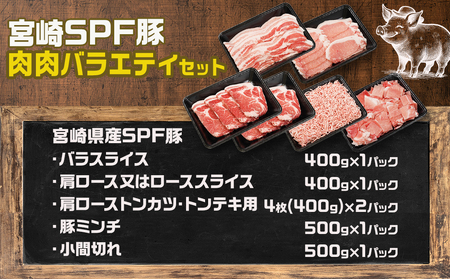 「宮崎SPF豚」肉肉バラエティ2.6kgセット_MJ-K901_(都城市) 宮崎県産豚 小間切れ ロース 肩ローススライス バラ トンカツ トンテキ ミンチ