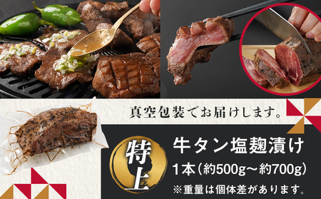 ≪特上≫牛タン塩麹漬け炙り焼き1本_16-3303_(都城市) 牛タン タン中  お好みの厚みでカット BBQ ブロック 