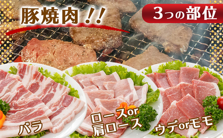 「クイーンハーブ豚」焼肉1.2kgセット_11-2903_(都城市) ブランドポーク バラ ロースまたは肩ロース ウデ・モモ 焼き肉用カット BBQ バーベキュー