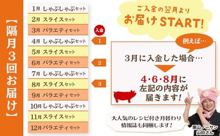 ≪隔月3回お届け≫都城産「おさつ・くるみ・ゆず」豚3種食べ比べ定期便_T45-3-1402_(都城市) 豚肉 都城産豚 おさつポーク くるみとん ゆずポーク 真空 冷凍 定期便