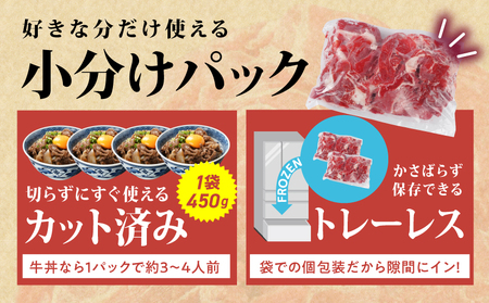 国産牛切り落とし900g_LF-3604_(都城市) 国産牛 切り落とし 切落し 450g 2袋 牛丼 炒め物 肉 おかず 食卓 料理 牛 旨味 まろやか 柔らかい
