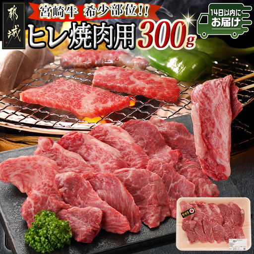 宮崎牛ヒレ焼肉用300g≪みやこんじょ快速便≫_23-8904-R_(都城市) 宮崎県産宮崎牛 ヒレ焼肉用 焼肉用カット ヒレ肉 宮崎牛