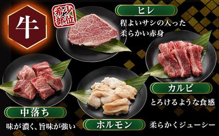 【福袋★2026】焼肉9種盛り(870g)_AF-2603-F2026_( 都城市 ) 国産 宮崎県 黒毛和牛 牛肉 宮崎牛 焼肉 ヒレ カルビ 中落 ホルモン ブランドポーク バラ 肩ロース 若鶏 もも ハラミ ウインナー ギフト