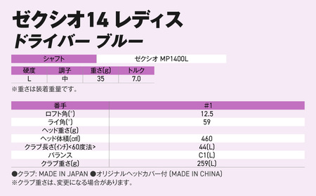 ゼクシオ 14 レディス ドライバー ブルー【12.5/L】《2025年モデル》_IH-C703-125L