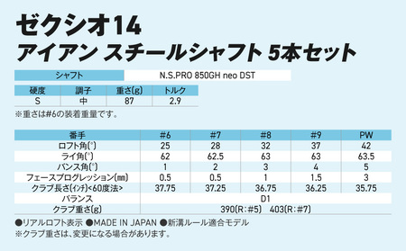 ゼクシオ 14 アイアン スチールシャフト 5本セット【S】《2025年モデル》_IJ-C701-S